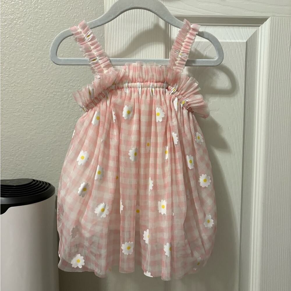 Cat & Jack Pink Gingham Daisy Tulle Baby Dress
